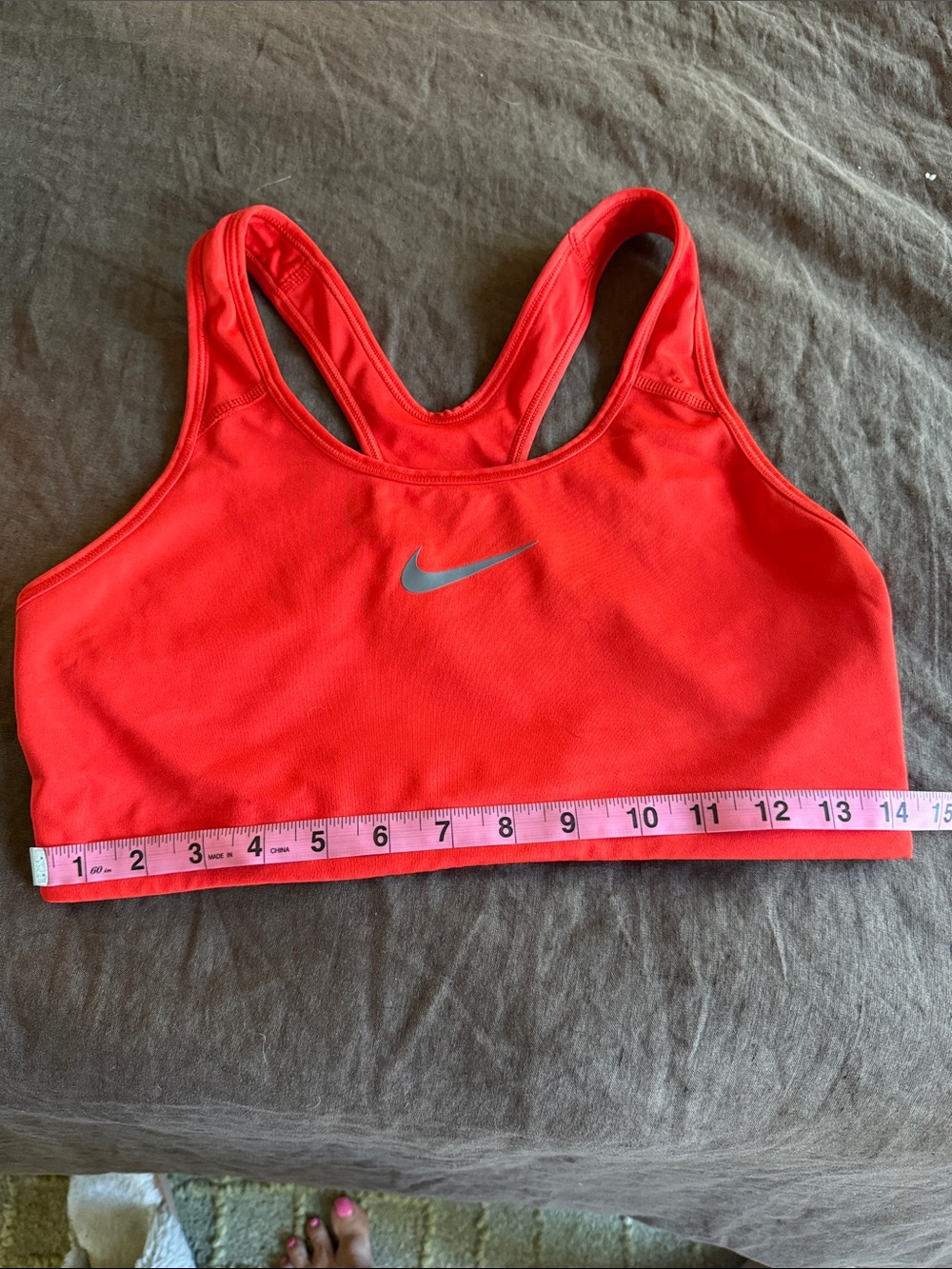 Nike Women’s Bright Red/Orange Racerback Dri-Fit Sports Bra.